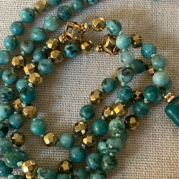 New Boho Mala Prayer Semiprecious Necklace Thai Buddha Pendant Gold Hematit… - Picture 5 of 9